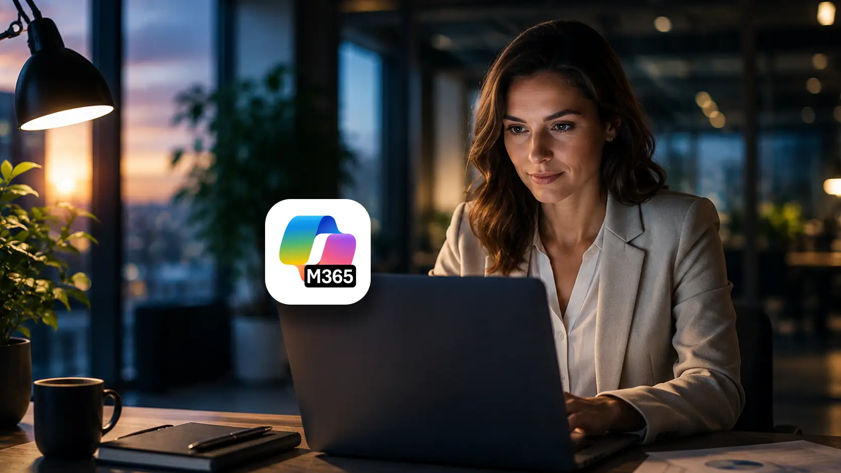 Woman behind a laptop using MS365